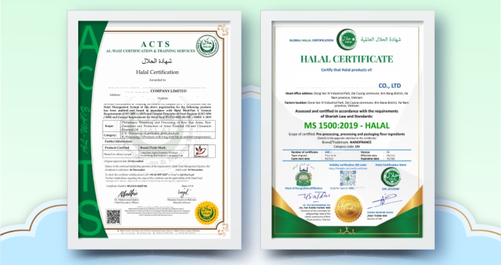 Mẫu chứng nhận halal - đơn vị liên kết của TQC